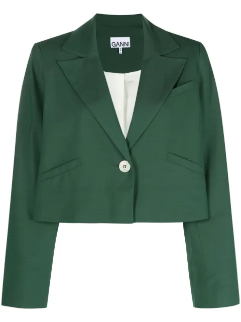 GANNI single-breasted cropped blazer