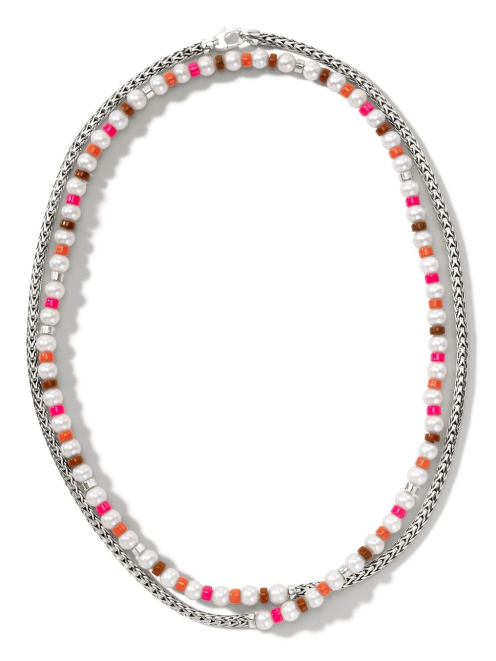 Shop John Hardy Sterling Silver Pearl Wrap Necklace In Pink
