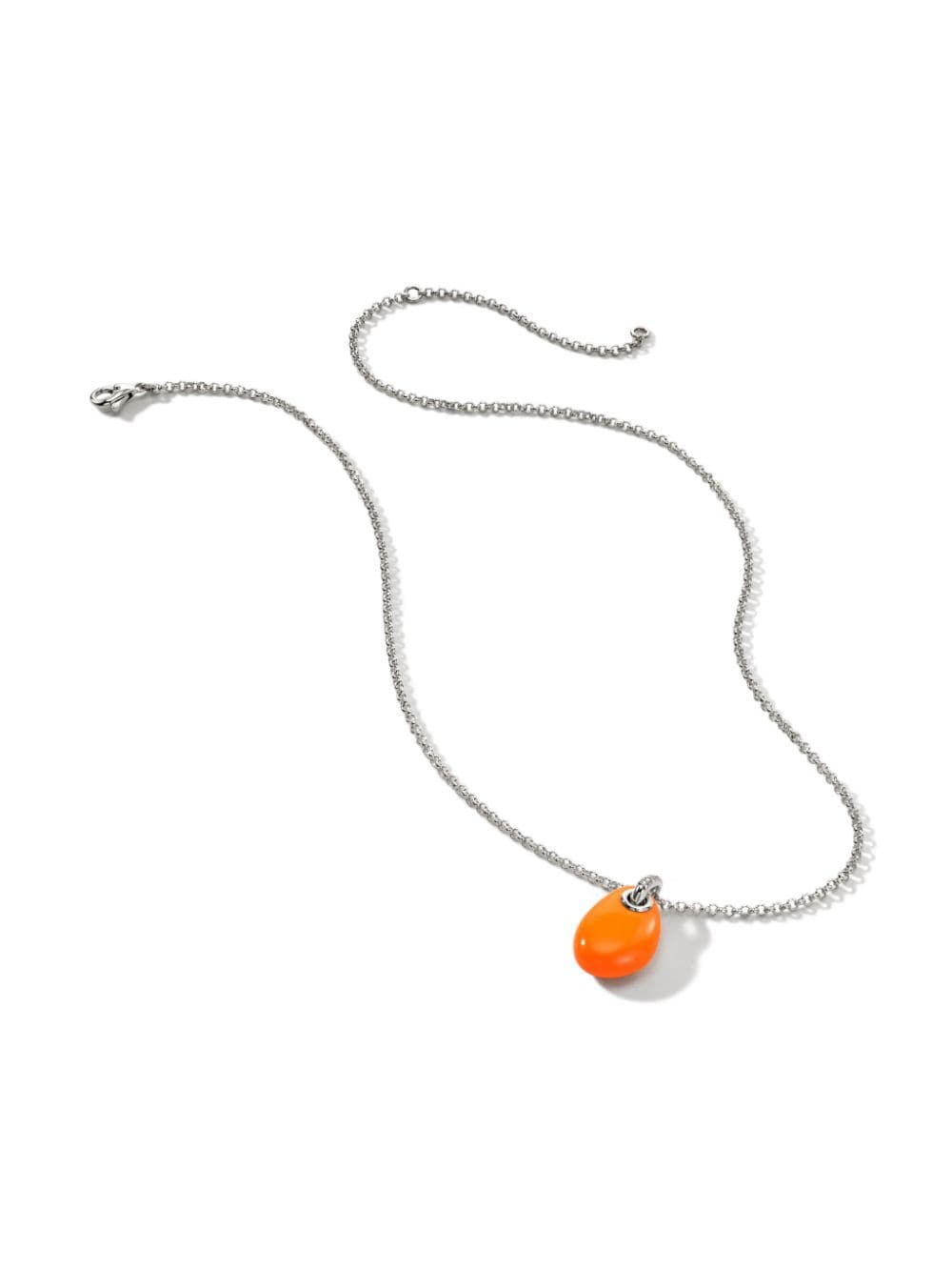 Shop John Hardy Sterling Silver Pebble Pendant Necklace In Orange