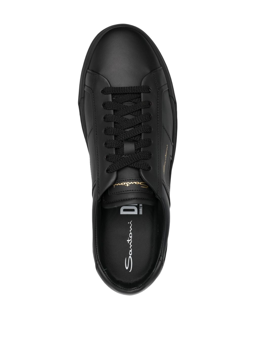 Shop Santoni Leather Low-top Sneakers In Black