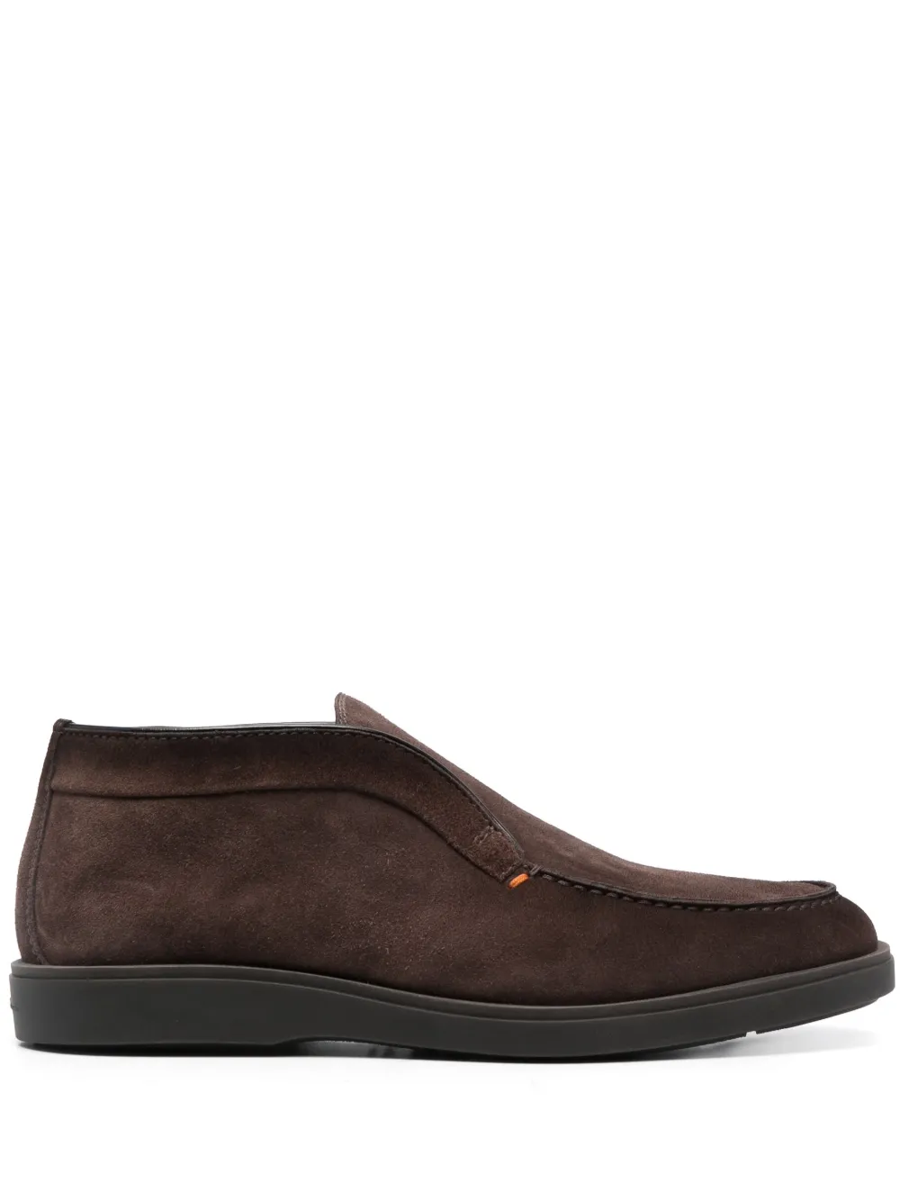 Santoni Suede Ankle Boot Without Laces In Orange