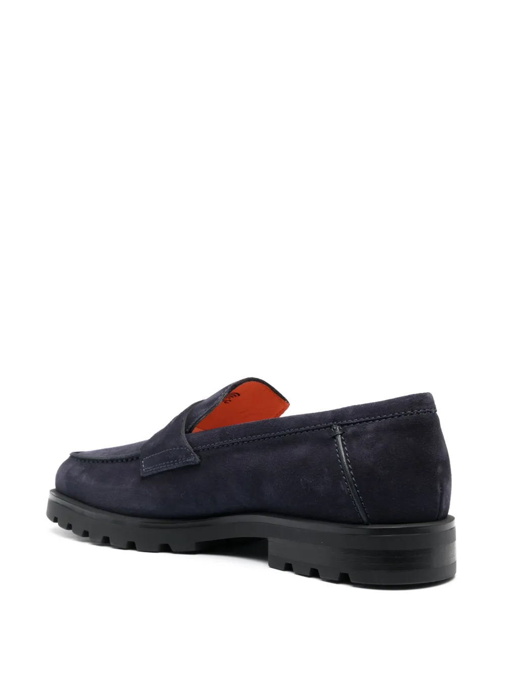 Shop Santoni Rock Penny-slot Suede Loafers In Blue