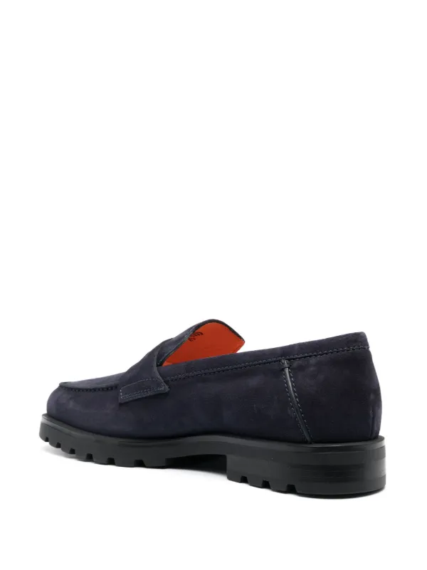 Santoni Rock penny-slot Suede Loafers - Farfetch