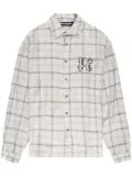 Palm Angels logo-embroidered plaid cotton shirt - Neutrals