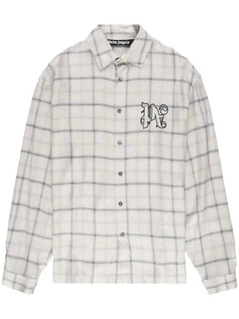Palm Angels logo-embroidered plaid cotton shirt