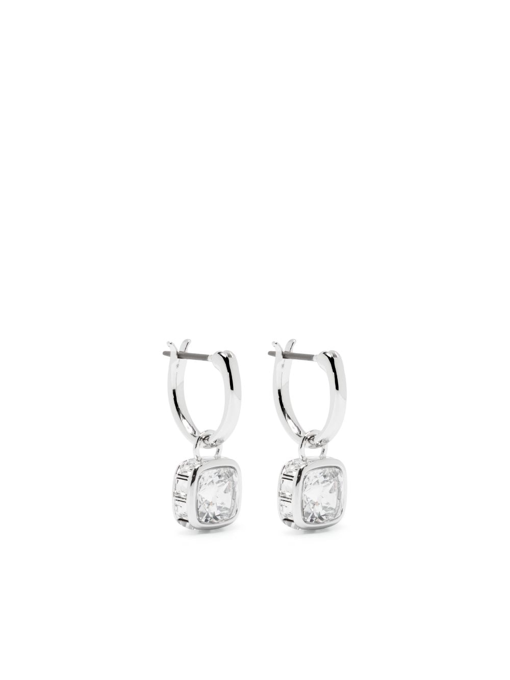 Shop Swarovski Stilla Mini Hoop Earrings In Silver