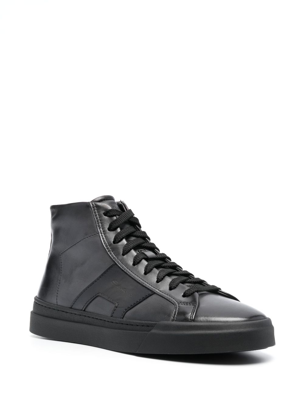 Santoni Gong high-top leather sneakers - Zwart