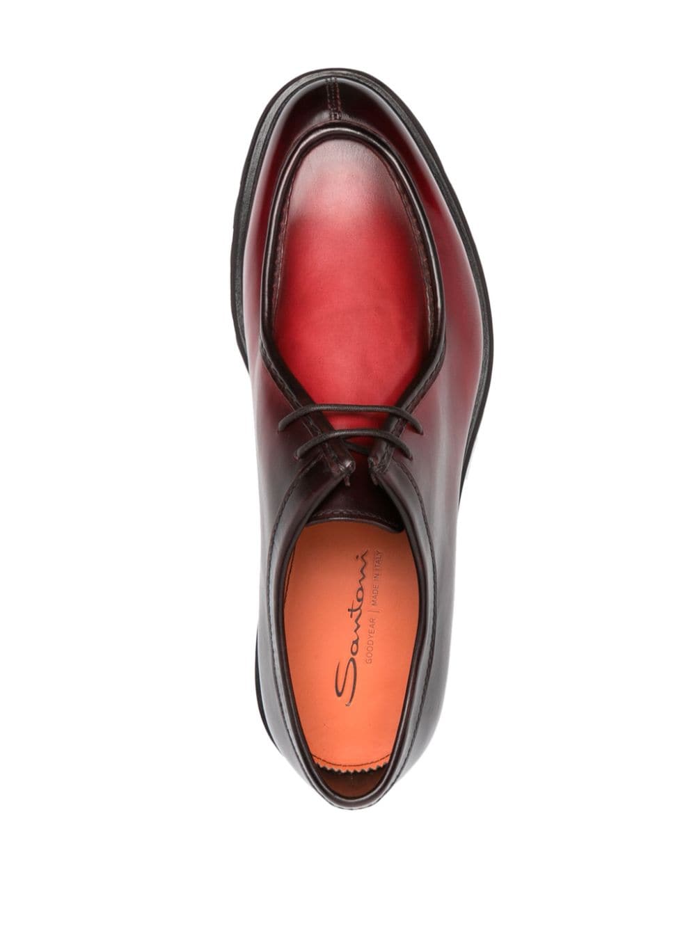 Shop Santoni Lace-up Leather Boat Shoes In Red
