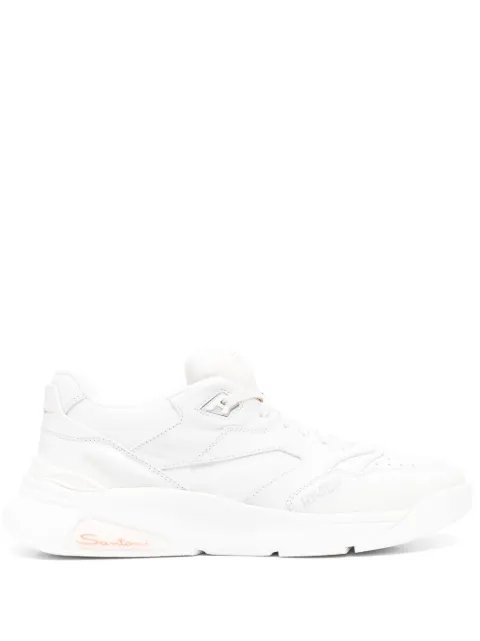 Santoni leather panelled sneakers