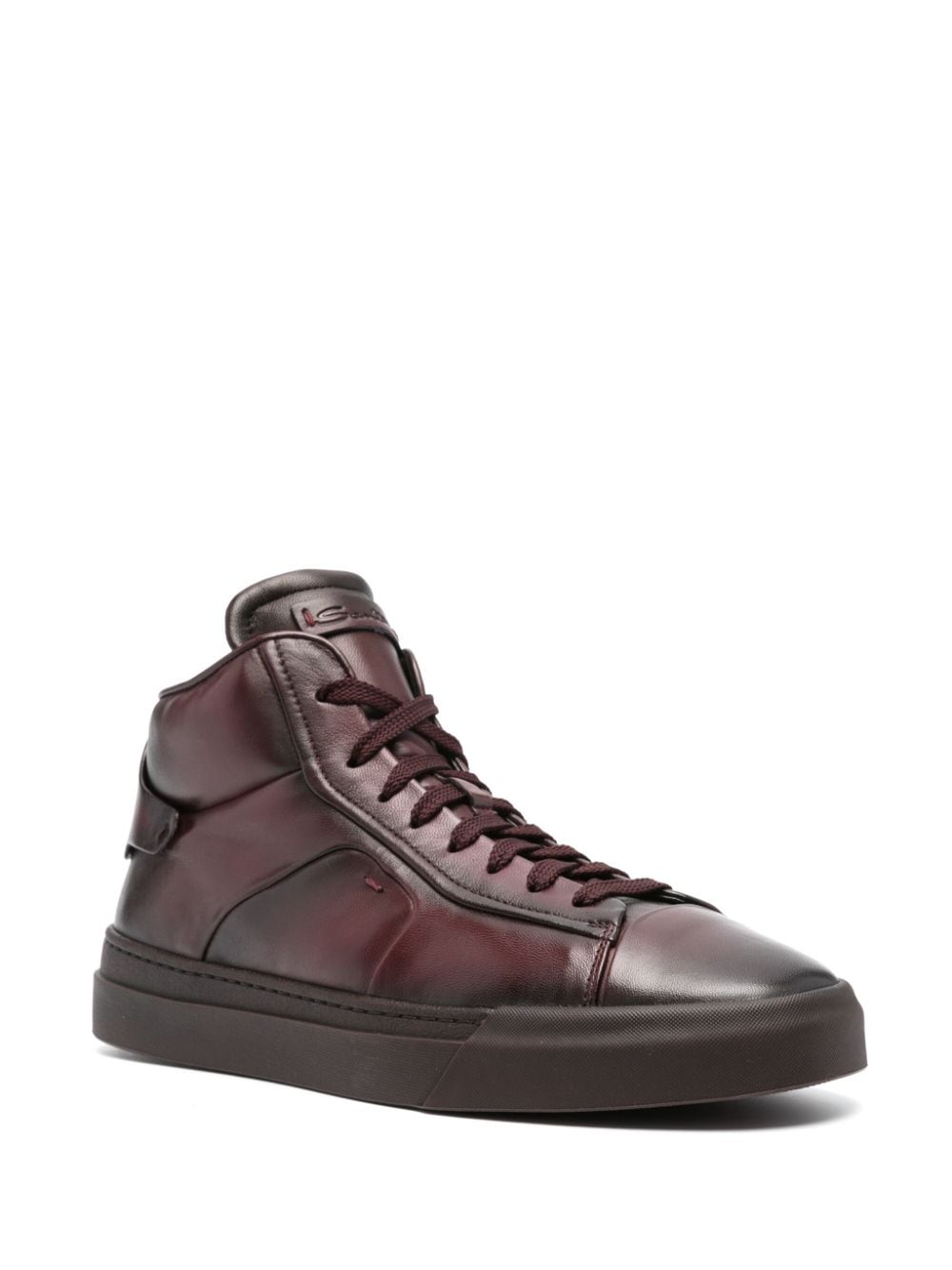 Shop Santoni Gilby Leather Sneakers In Red