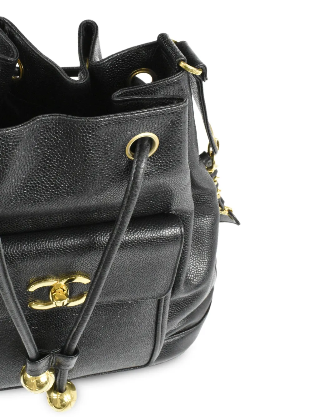CHANEL Pre-Owned - 1995 drawstring bucket bag - women - Caviar Leather - One Size - Black 3