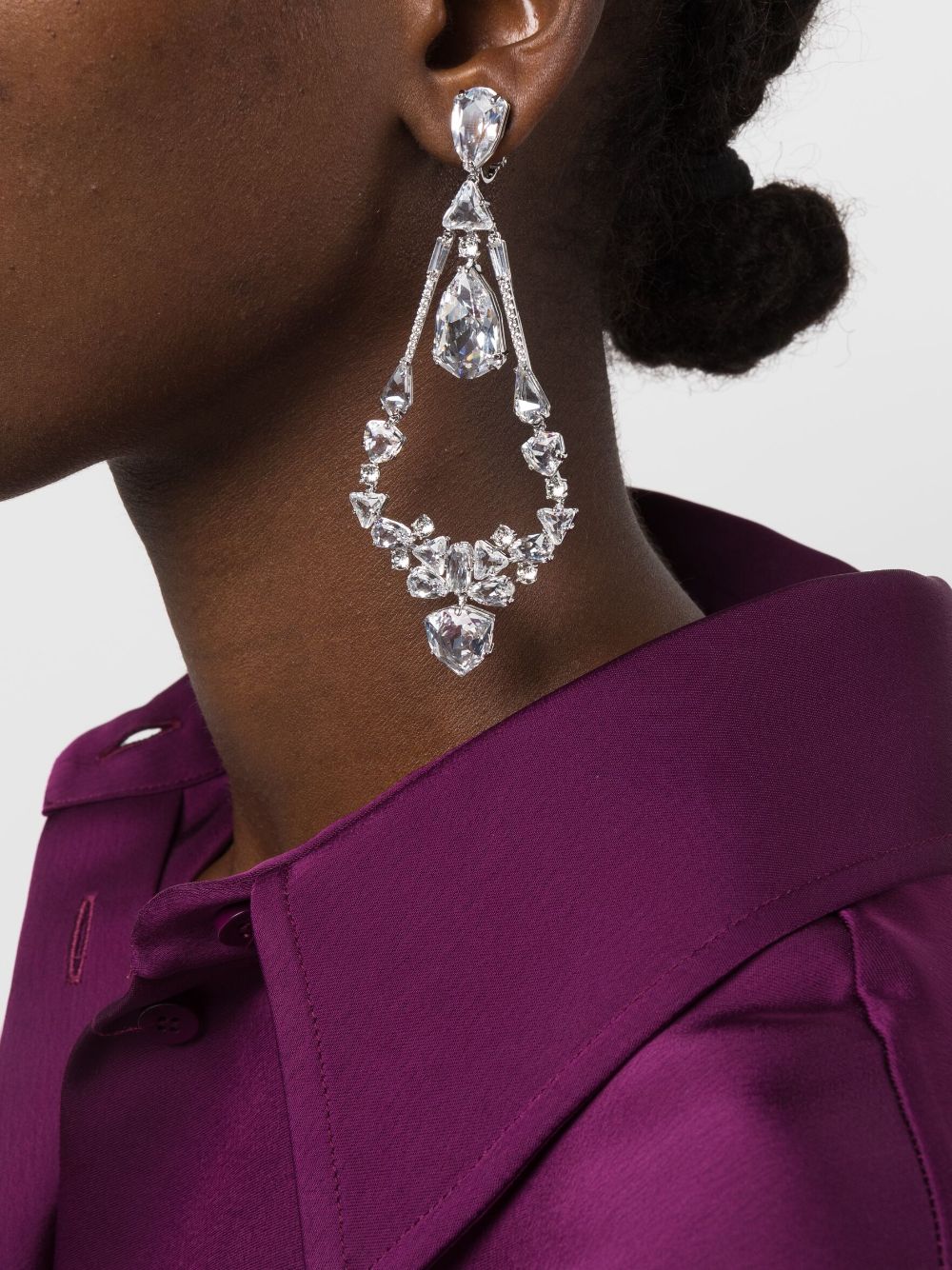 Shop Swarovski Mesmera Chandelier Clip Earrings In Silber