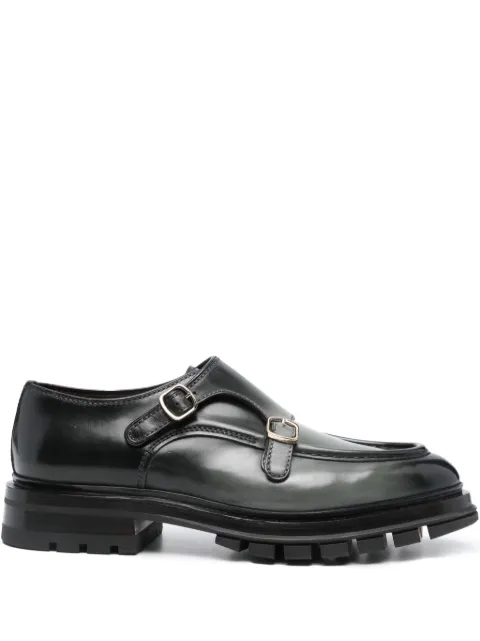 Santoni double-buckle leather loafers