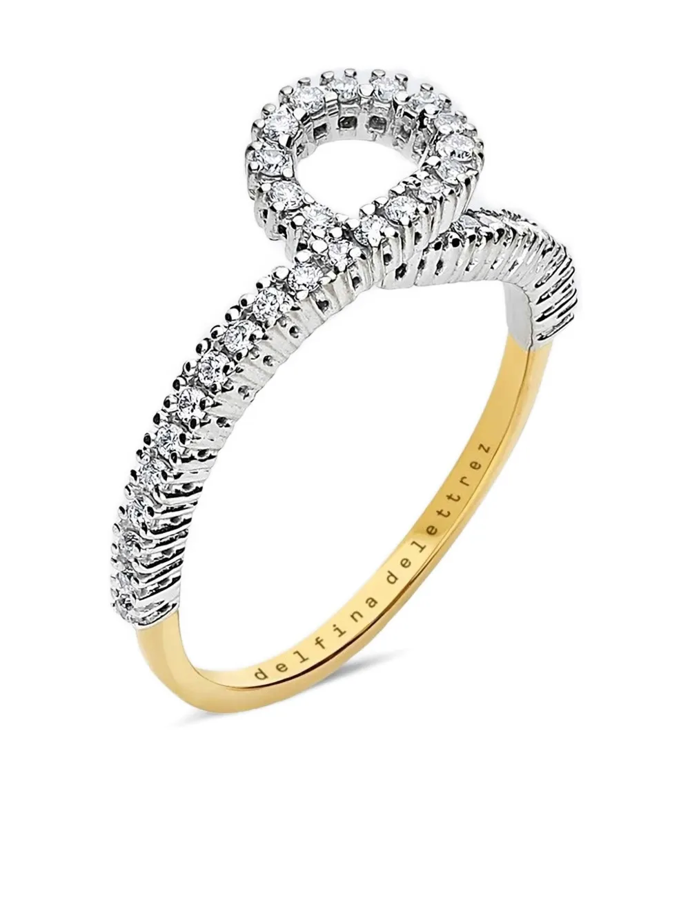 Delfina Delettrez 18k White And Yellow Gold Single Loop Diamond Ring In Metallic