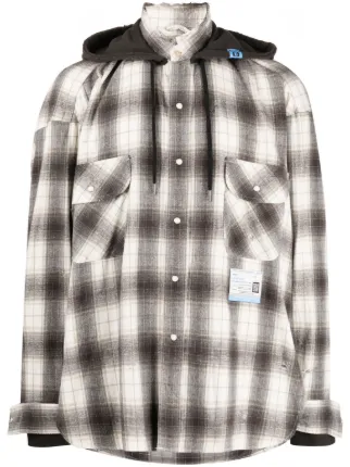 Maison MIHARA YASUHIRO plaid-check Cotton Hooded Shirt - Farfetch