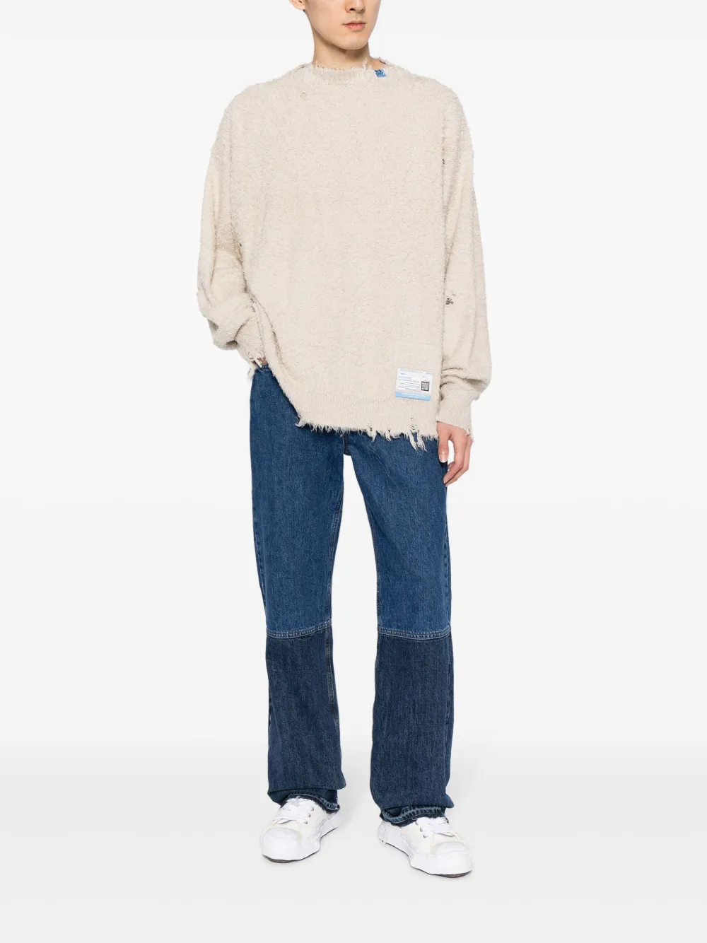 Maison Mihara Yasuhiro logo-patches distressed-finish jumper - Wit