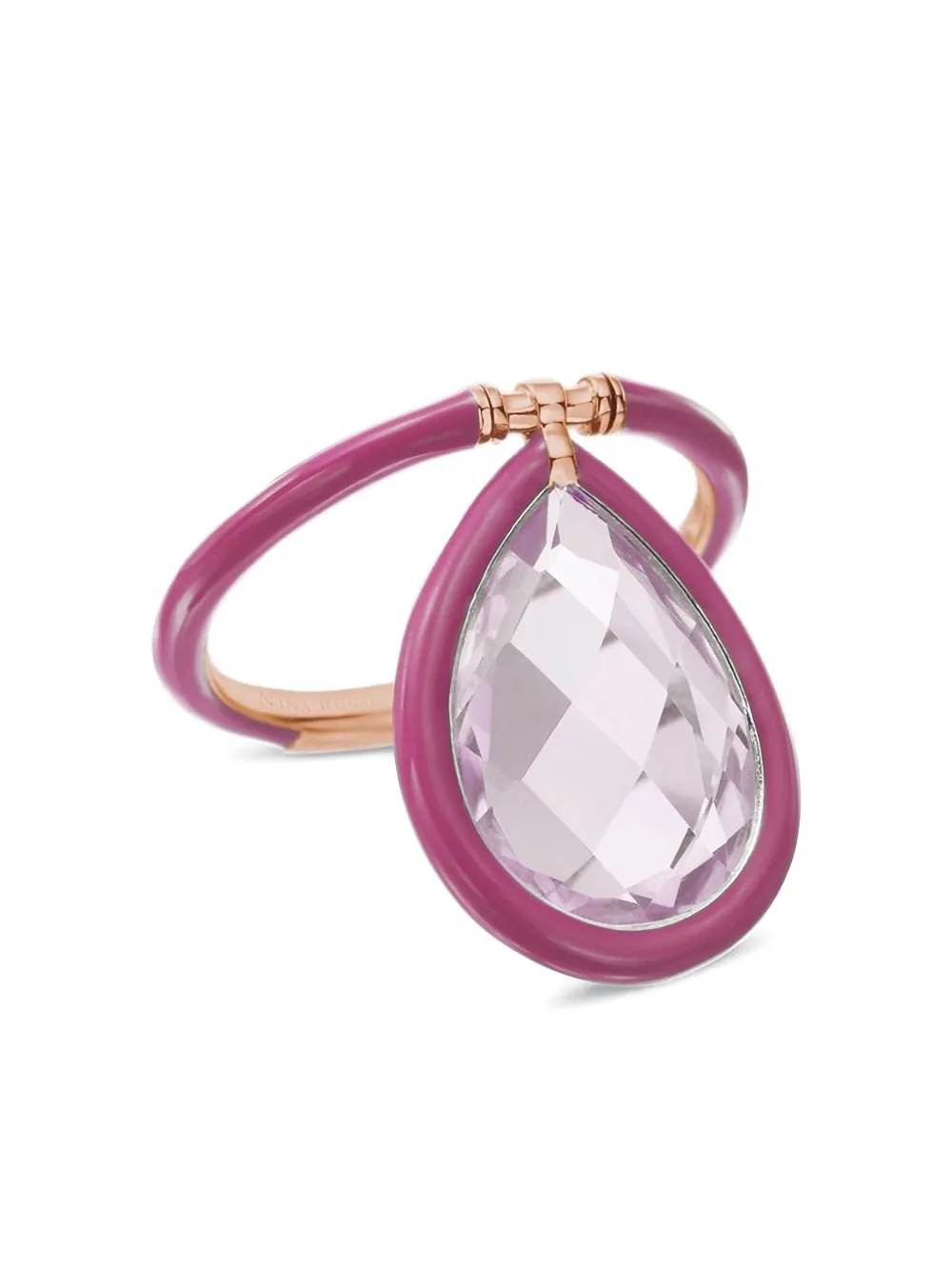 Nina Runsdorf large rose quartz flip ring - Rosa