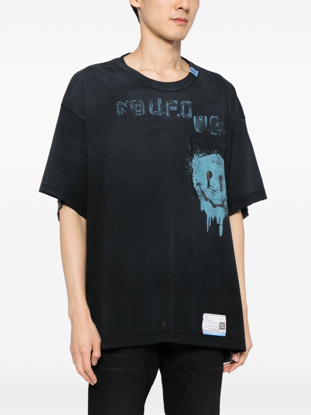 Shop Miharayasuhiro Combined Graphic-print T-shirt In Blue