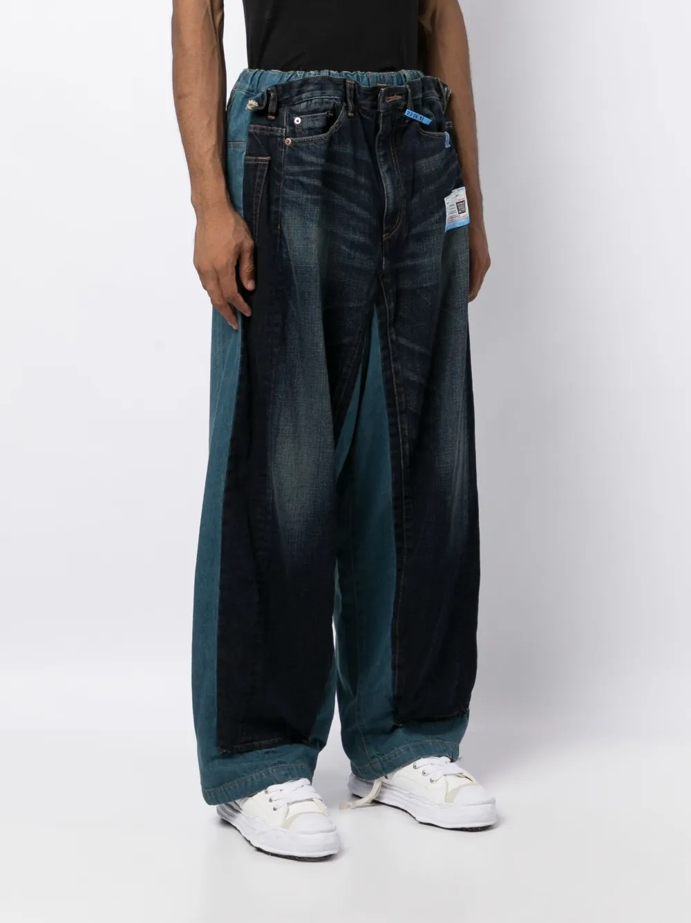 Maison Mihara Yasuhiro Embedded Layered wide-leg Jeans - Farfetch