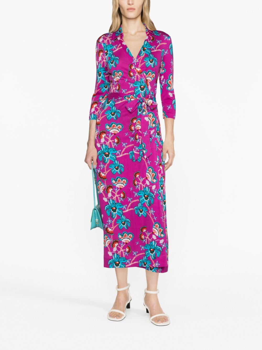 DVF Diane von Furstenberg Abigail floral-print silk wrap dress - Roze