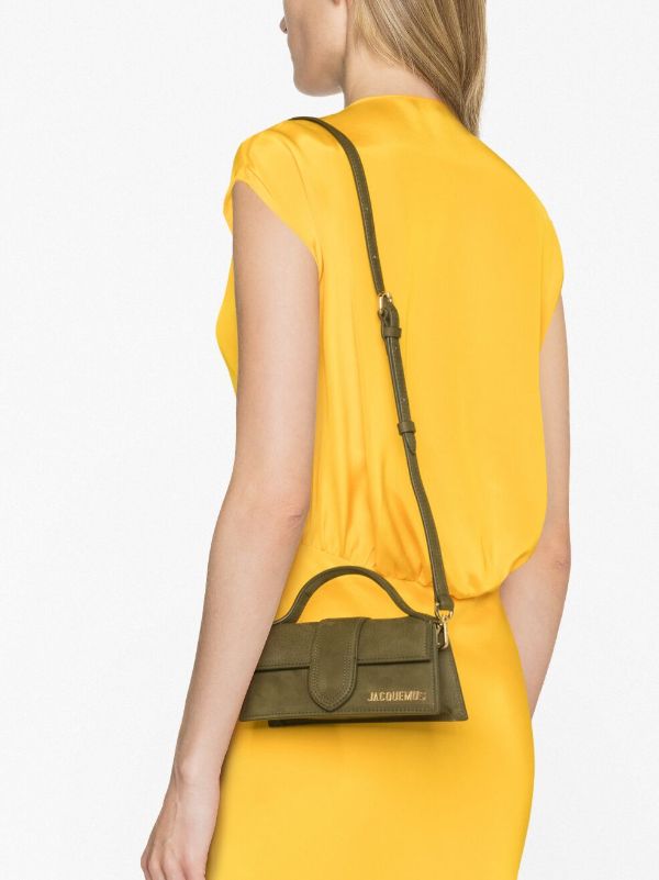 Jacquemus Suede Le Bambinou Top-handle Bag In Yellow