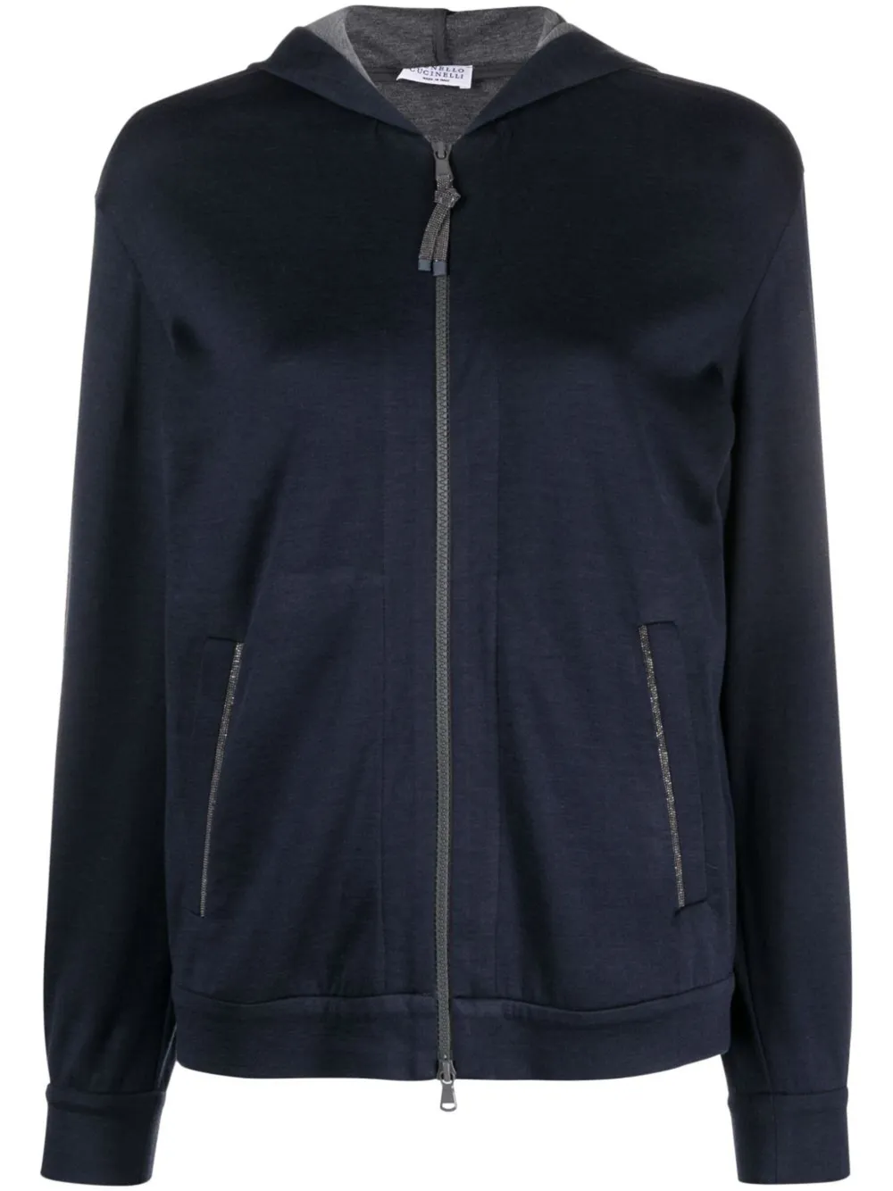Brunello Cucinelli Women Cotton And Silk Hoodie In Blue