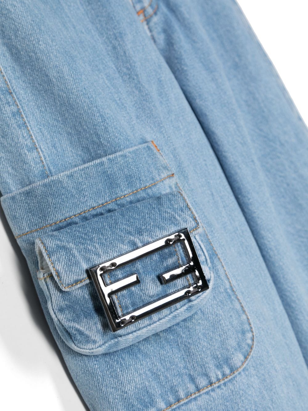 Shop Fendi Logo-plaque Straight-leg Jeans In Blue