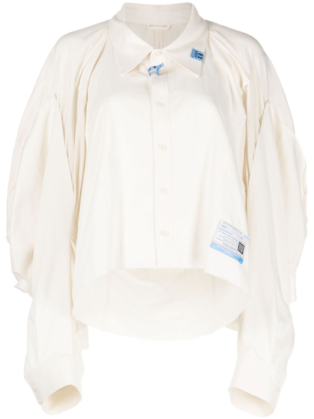 Miharayasuhiro Logo-patches Panelled Cotton Shirt In Weiss