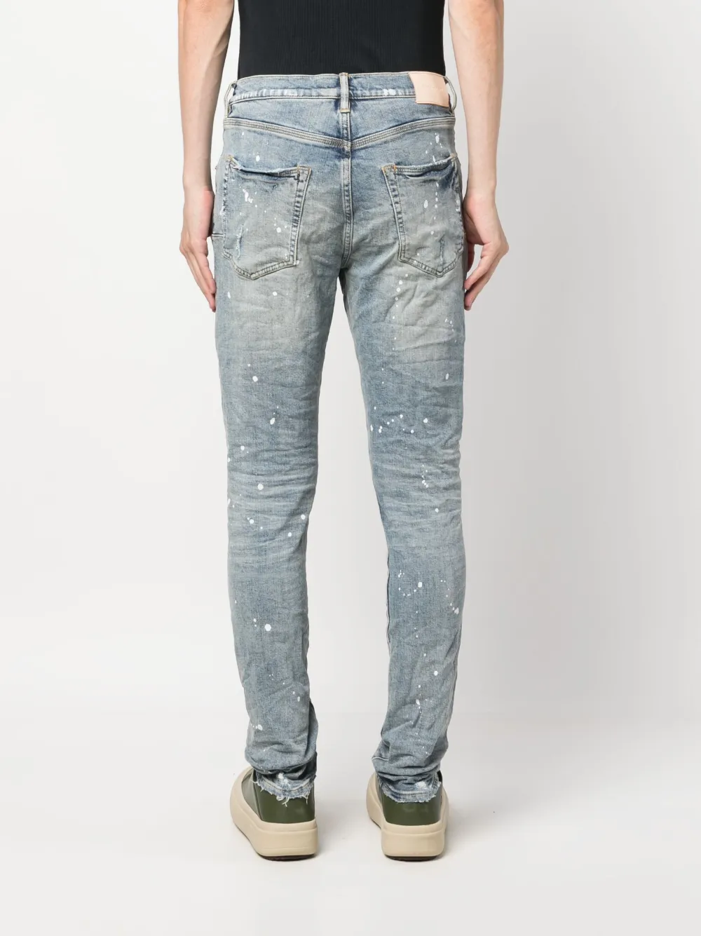 Purple Brand P002 Mid Rise Slim Jeans - Grey Granite Paint on Garmentory