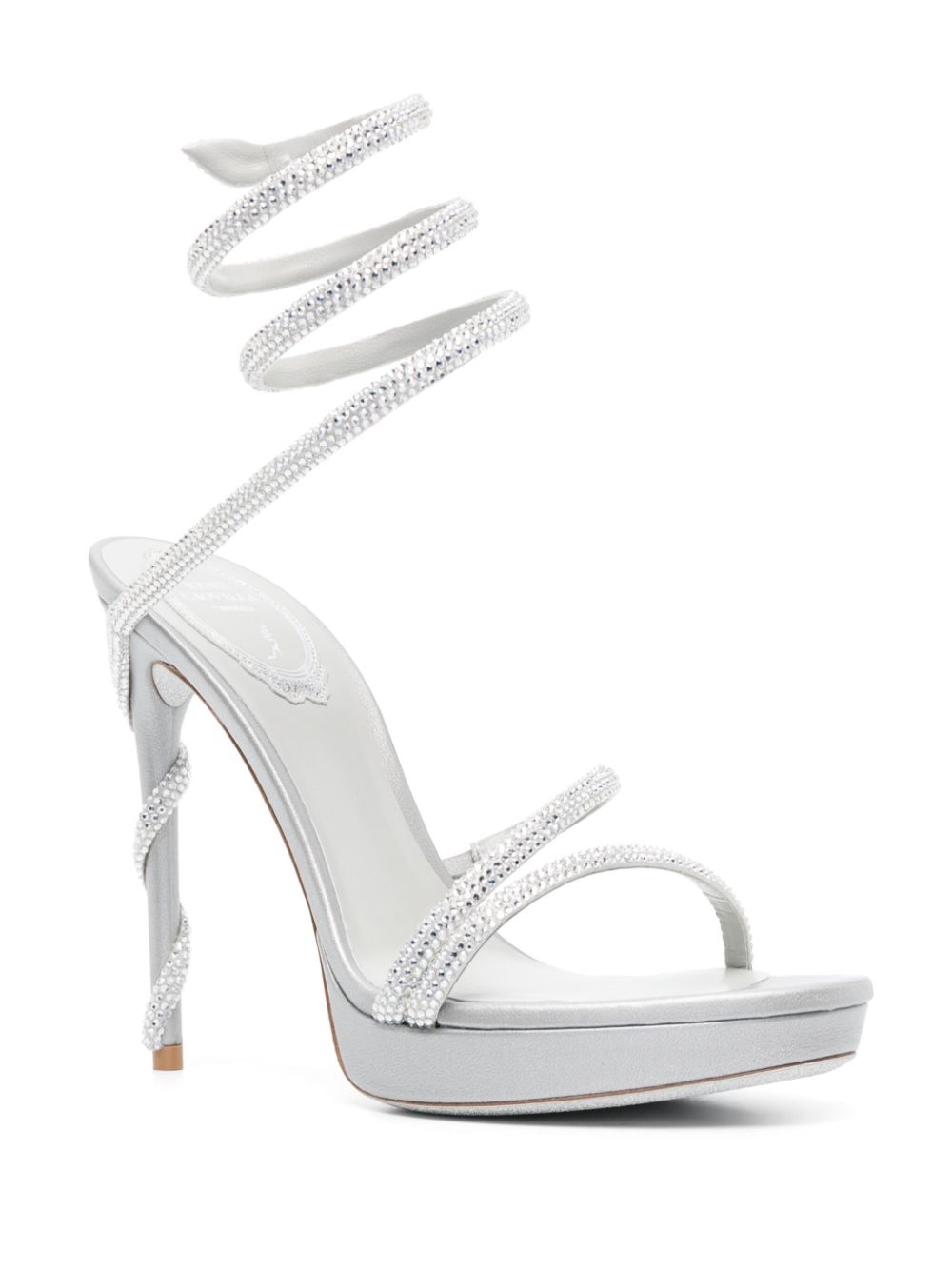 René Caovilla 128mm crystal-embellished leather sandals - GREY