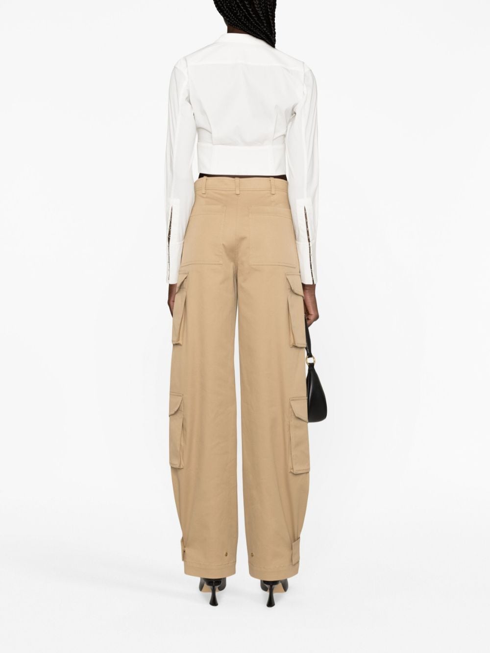 Shop Valentino High-waisted Cargo Trousers In Neutrals