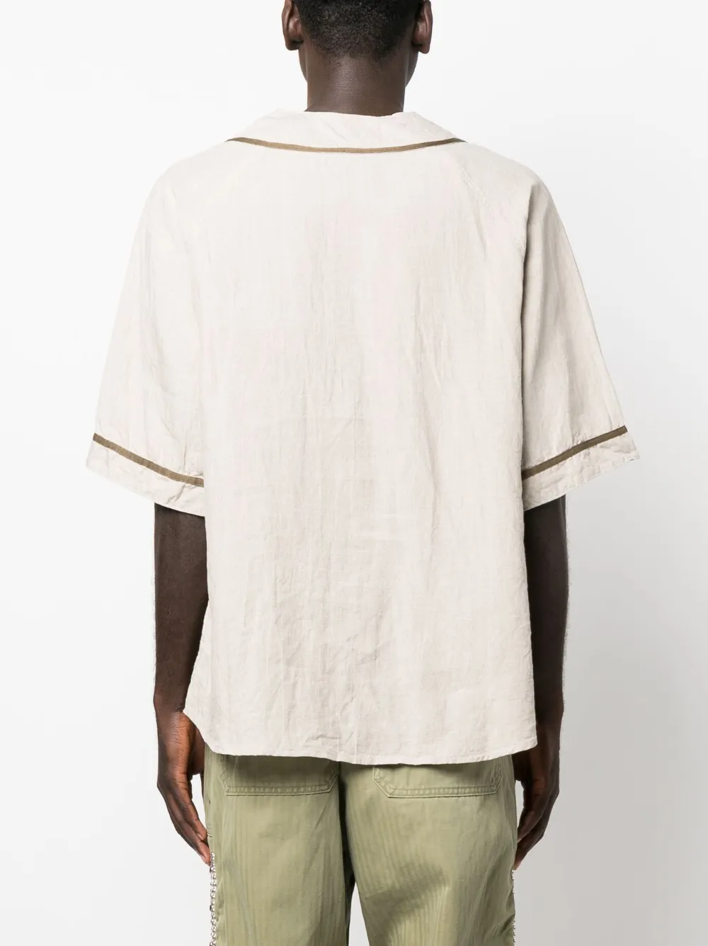 KAPITAL KOUNTRY APPLIQUÉ-LETTERING BASEBALL SHIRT