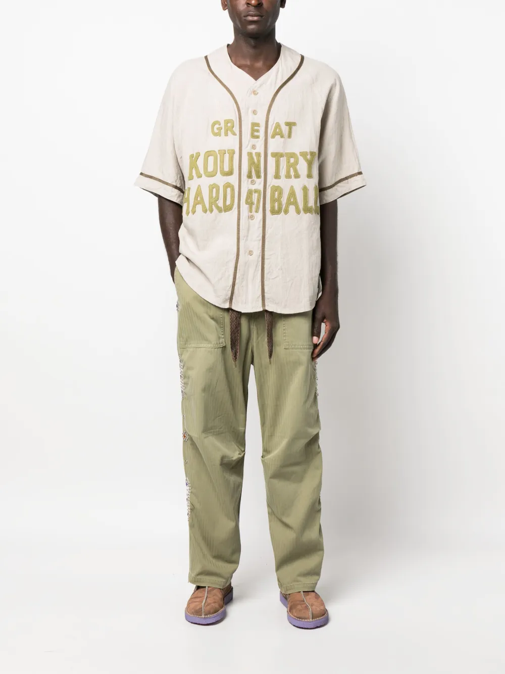 Kapital Kountry appliqué-lettering Baseball Shirt - Farfetch