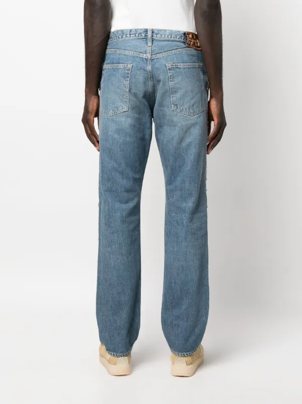 KAPITAL ストレートデニム 34 KAPITAL スタッズ ストレートジーンズ | ブルー | FARFETCH JP