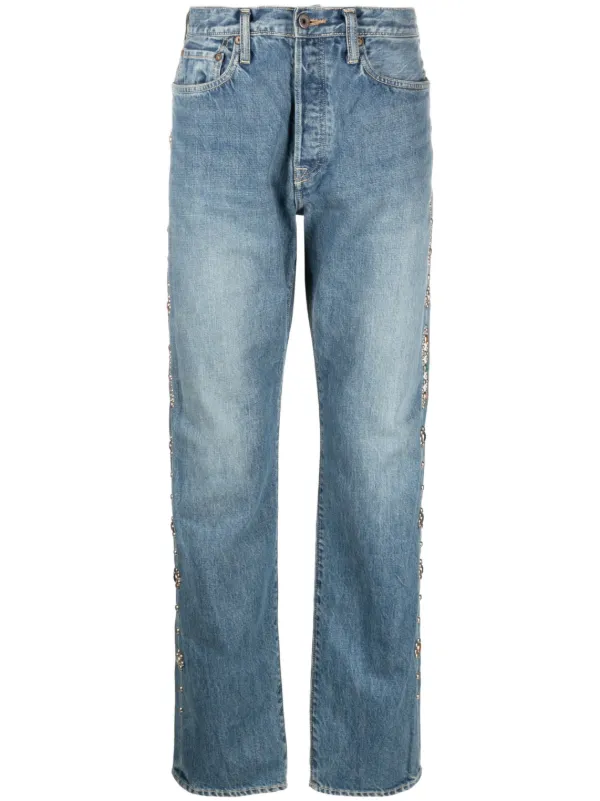 KAPITAL ストレートデニム 34 KAPITAL スタッズ ストレートジーンズ | ブルー | FARFETCH JP