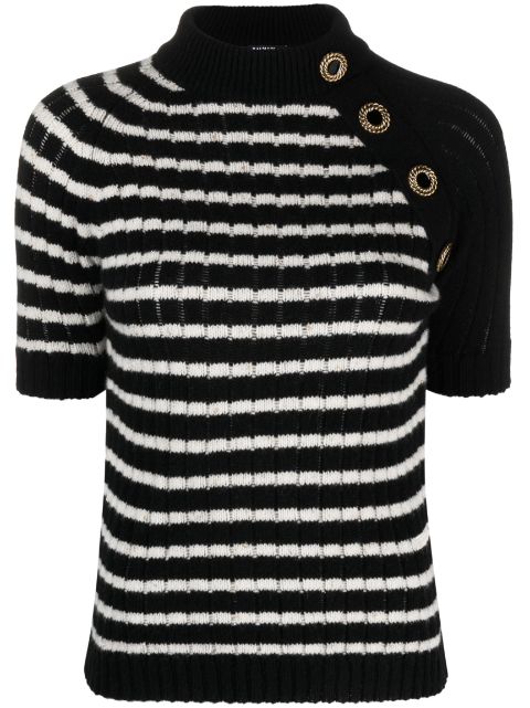 Balmain striped cashmere-blend top Women