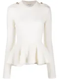 Alexander McQueen ribbed-knit peplum-hem jumper - White