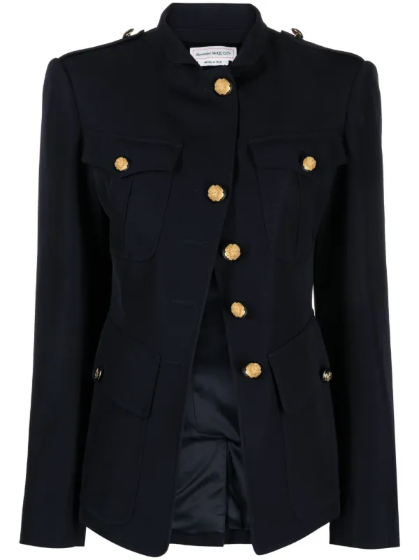 Women's military outlet button jacket