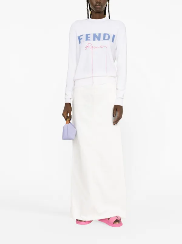 FENDI ジャカードロゴ セーター | ホワイト | FARFETCH JP