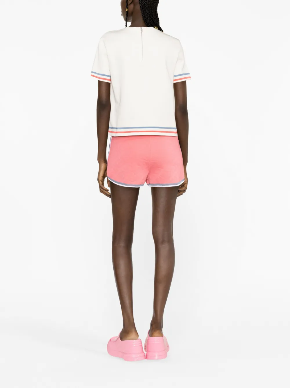 FENDI T-shirt met geborduurd logo Beige