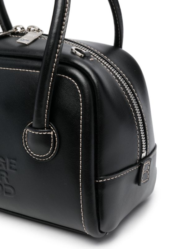 Marge Sherwood Black Croc Mini Pump Handle Bag