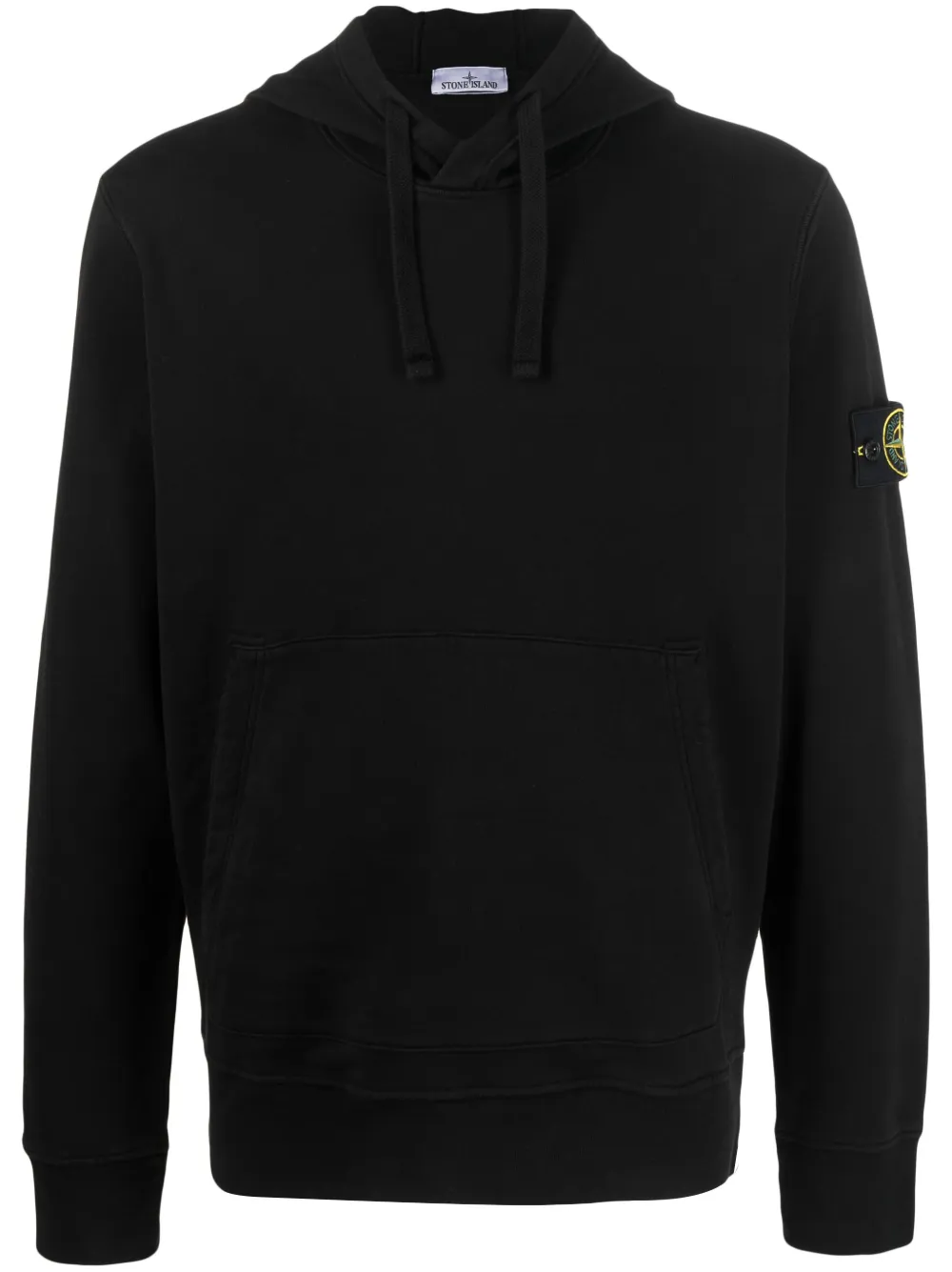 Logo patch cotton sweatshirt in black - Stone Island