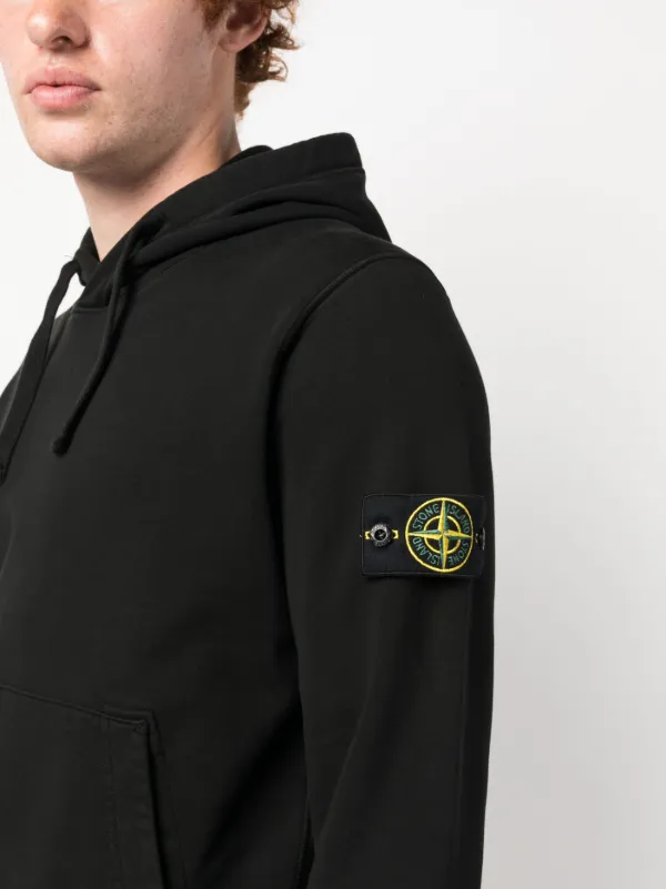 Stone Island logo-patch Cotton Hoodie - Farfetch