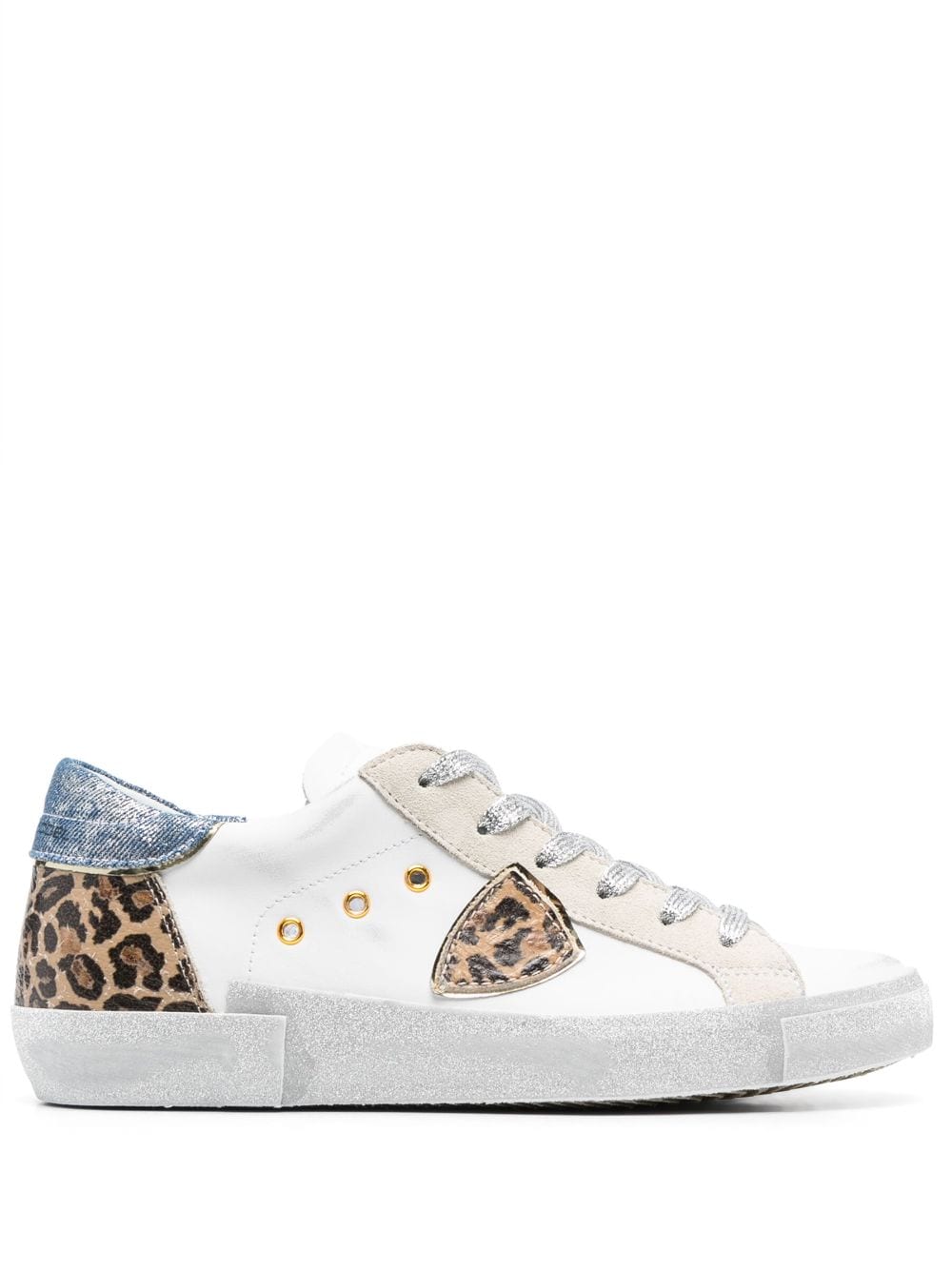 Philippe Model Paris Leopard-print Panelled Leather Sneakers In White