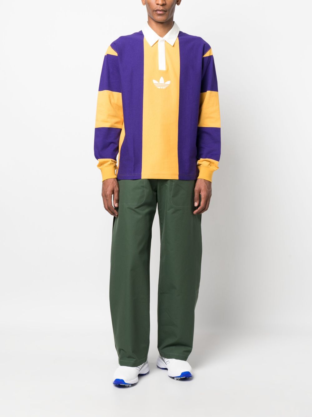 adidas colour-block striped polo- shirt - Paars