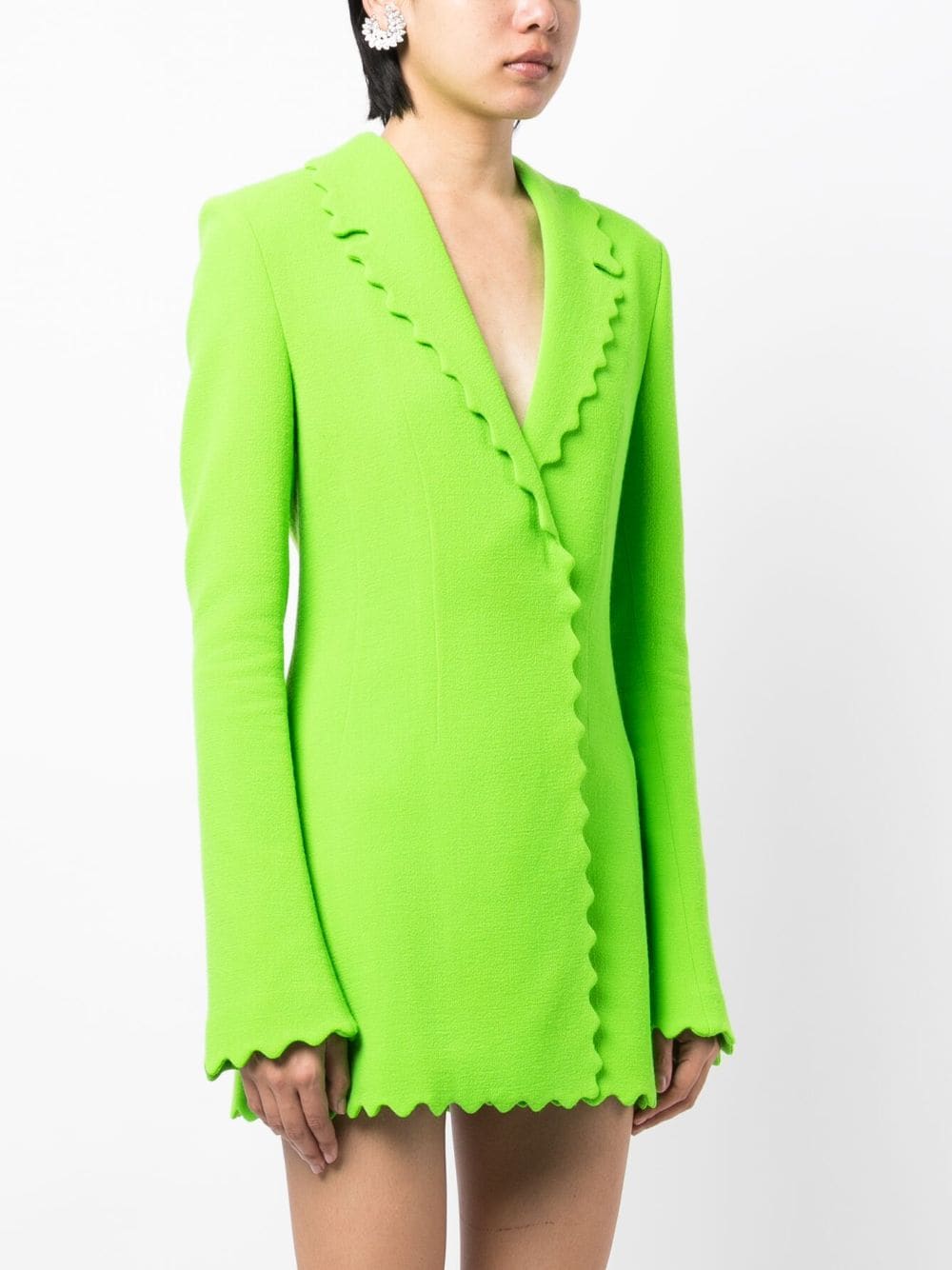 Shop Mach & Mach Scallop-edge Wool Blazer In Green