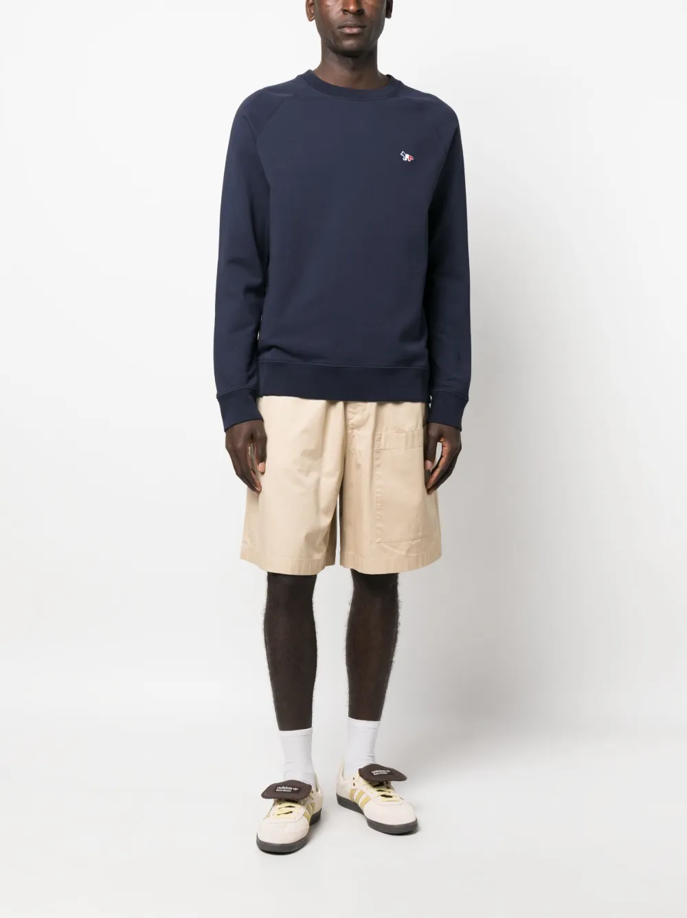 Maison Kitsuné logo-patch crew-neck sweatshirt - Blauw