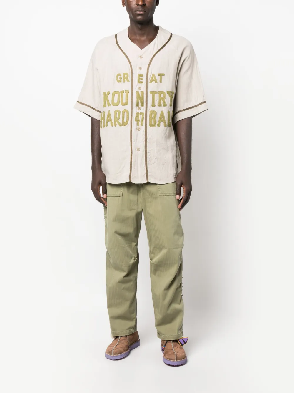 KAPITAL Broek verfraaid met studs - Groen