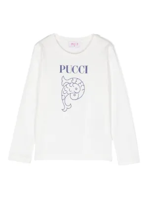 PUCCI Junior logo-print cropped sweatshirt - White