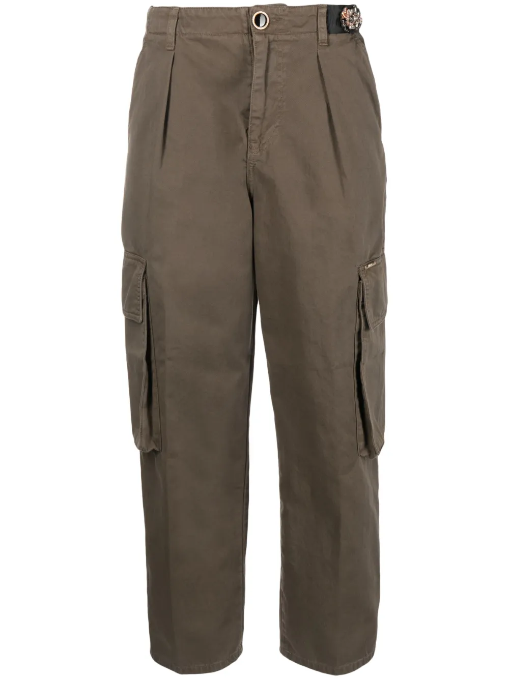 LIU JO floral-embellished cotton cargo trousers | Brown | Image 1